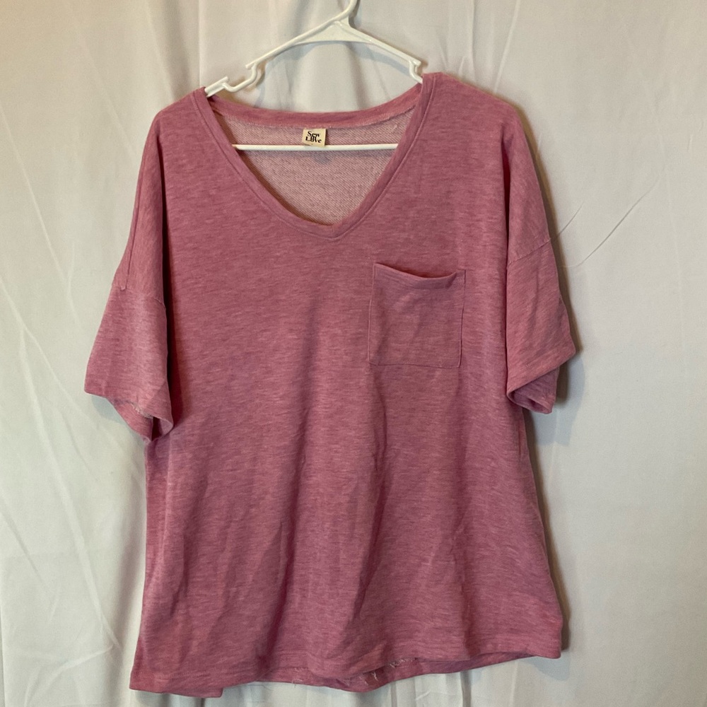 Sew in Love Women’s Short Sleeve V-Neck Light Plum Heathered Size Large